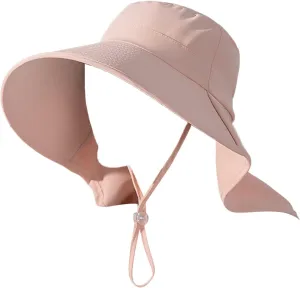 Women Summer Wide Brim Shawl Sun Hats Sunscreen Fisherman Cap Outdoor Travel Ponytail Hole Visors Hat with Strings
