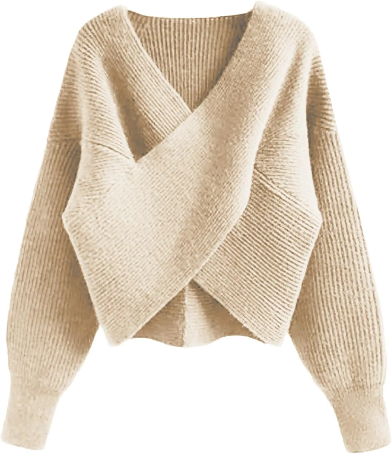 Women Sweater Cable Knit Solid Color V Neck Long Sleeve Soft Casual Lightweight Pullover Tops
