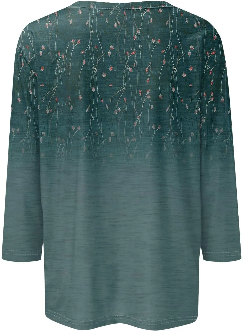 Women Tops Dressy Casual 3/4 Sleeve Button Down Henley Shirts Floral Print Blouses Spring Fashion 2025