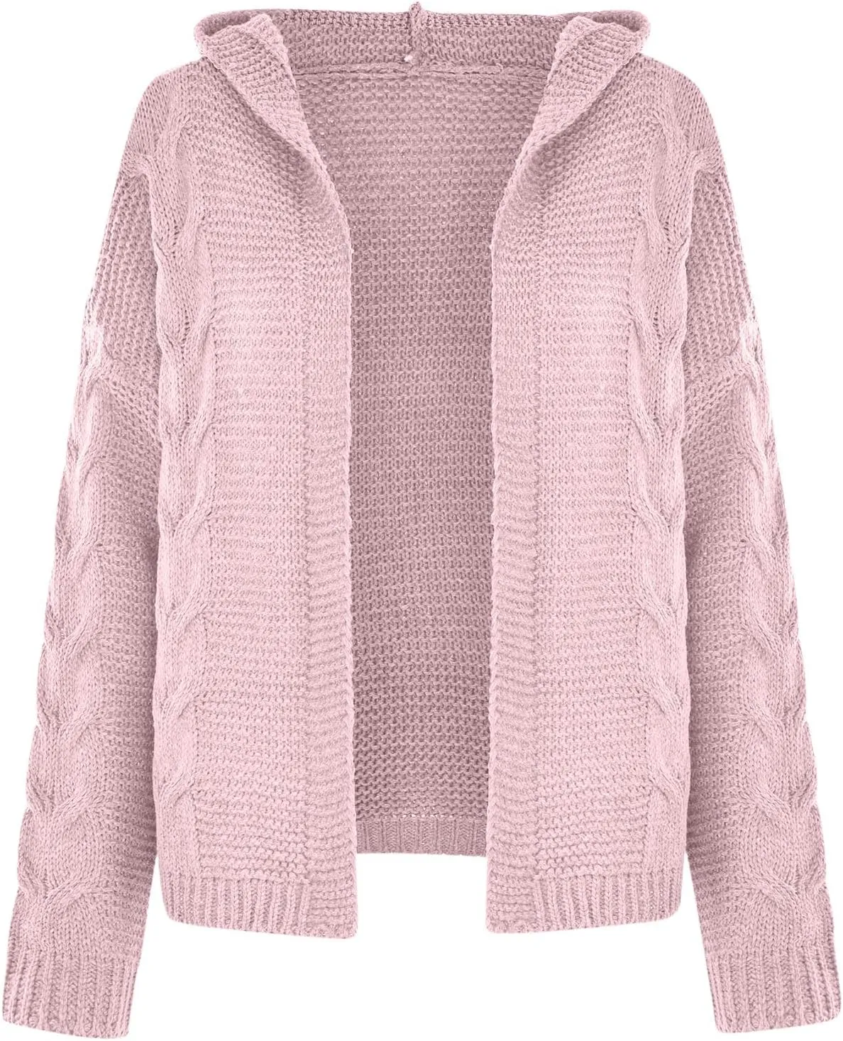 Womens 2024 Fall Winter Clothes Open Front Chunky Knit Hoodies Sweater Loose Long Sleeve Cardigan Casual Outwear Coat