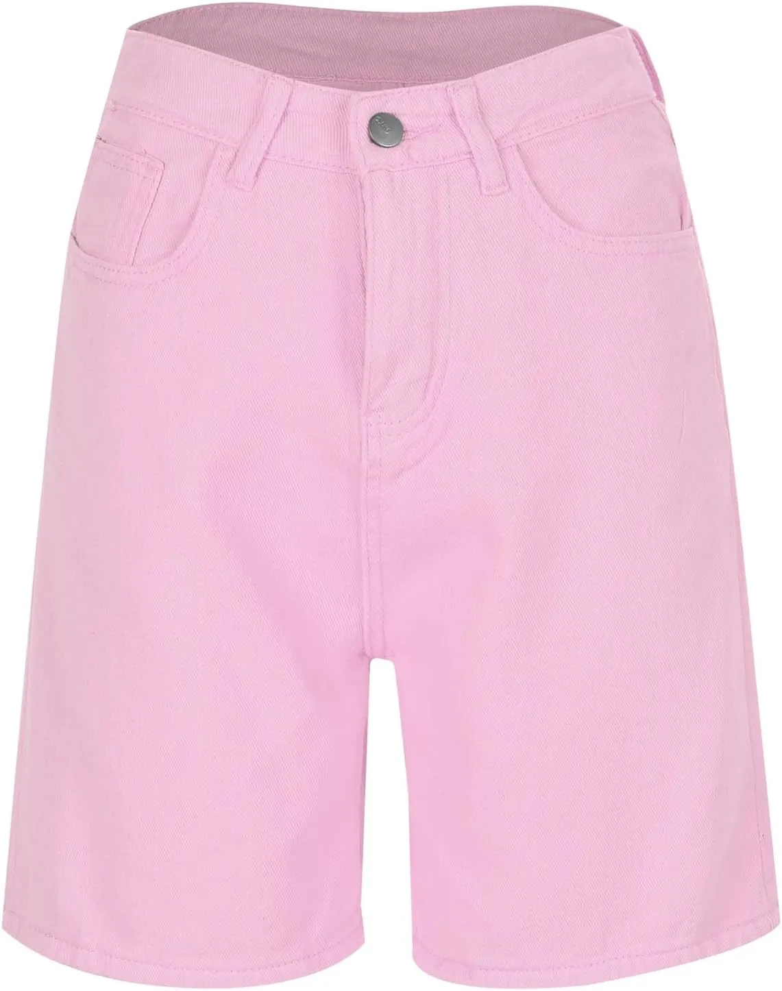 Womens Bermuda Shorts Casual Summer High Waisted Shorts Straight Leg Knee Length Jeans Twill Shorts with Pockets
