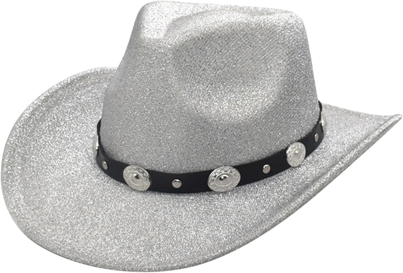 Women's Big Brim Cowboy Hat Western Bowler Hat Hat Modern (Silver, M), Medium