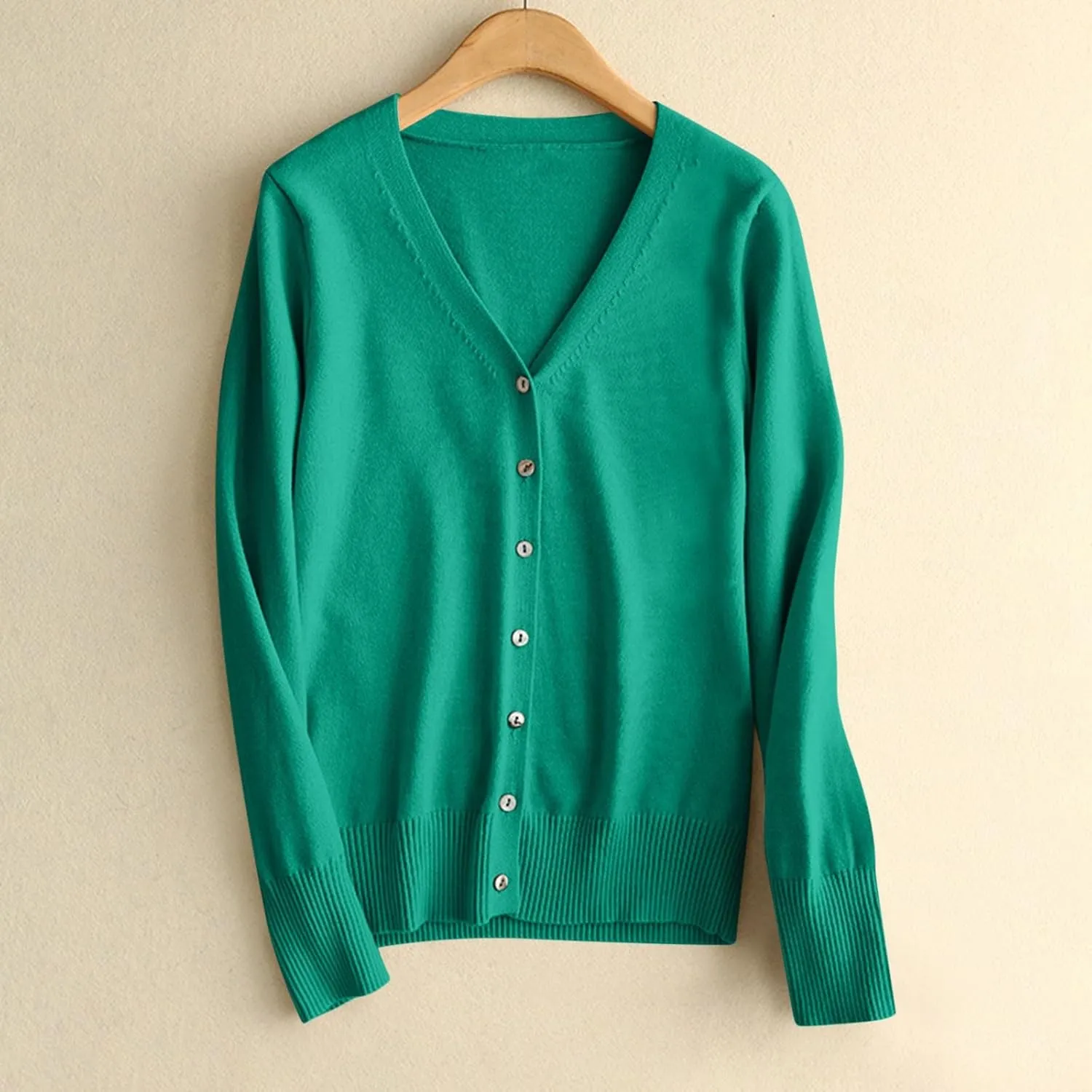 Womens Button Down Sweaters Lightweight Open Front Cardigan V Neck Long Sleeve Knitted Fall Tops Soft Outwear Sweater
