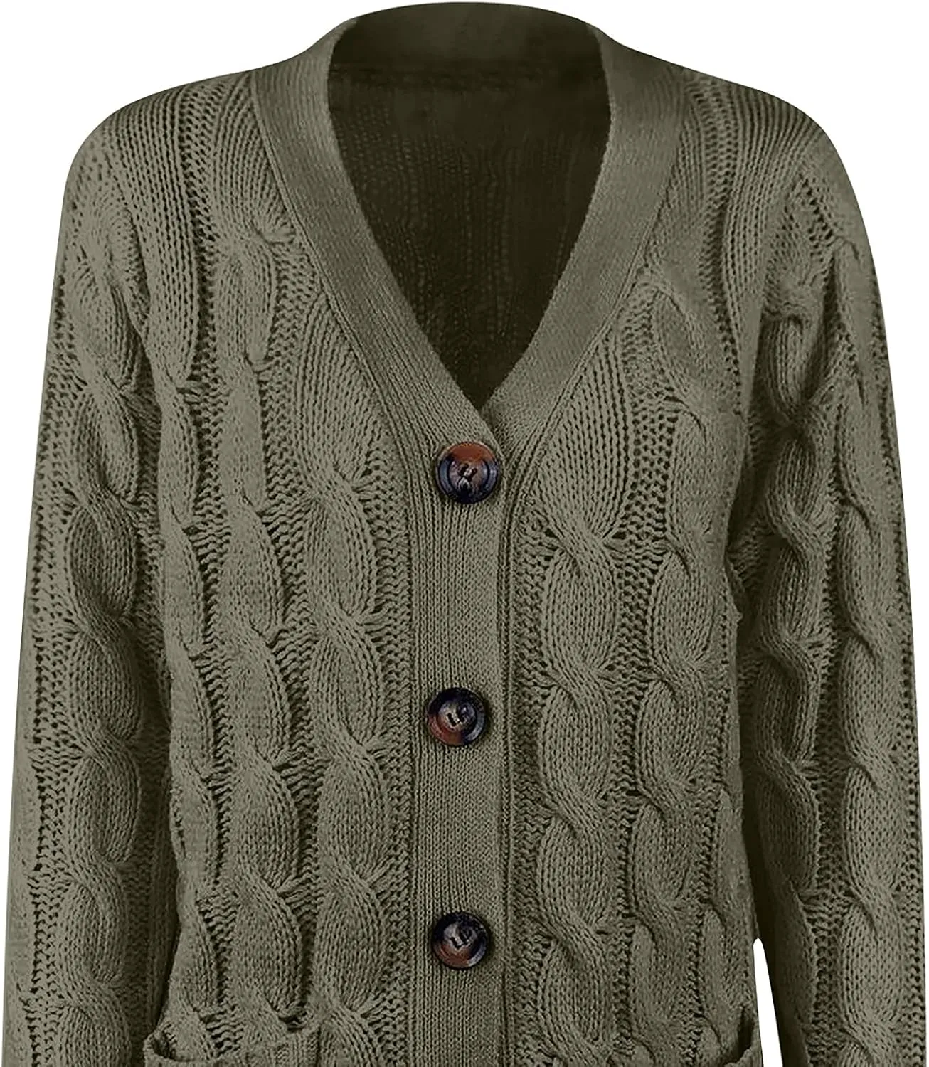 Womens Cable Knit Cardigans 2023 Long Sleeve Solid Color Open Front Button Down Sweaters Lightweight Casual Outerwear Coats