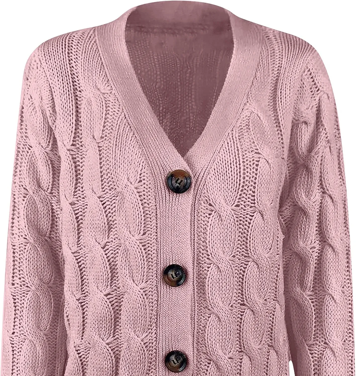Womens Cable Knit Cardigans 2023 Long Sleeve Solid Color Open Front Button Down Sweaters Lightweight Casual Outerwear Coats