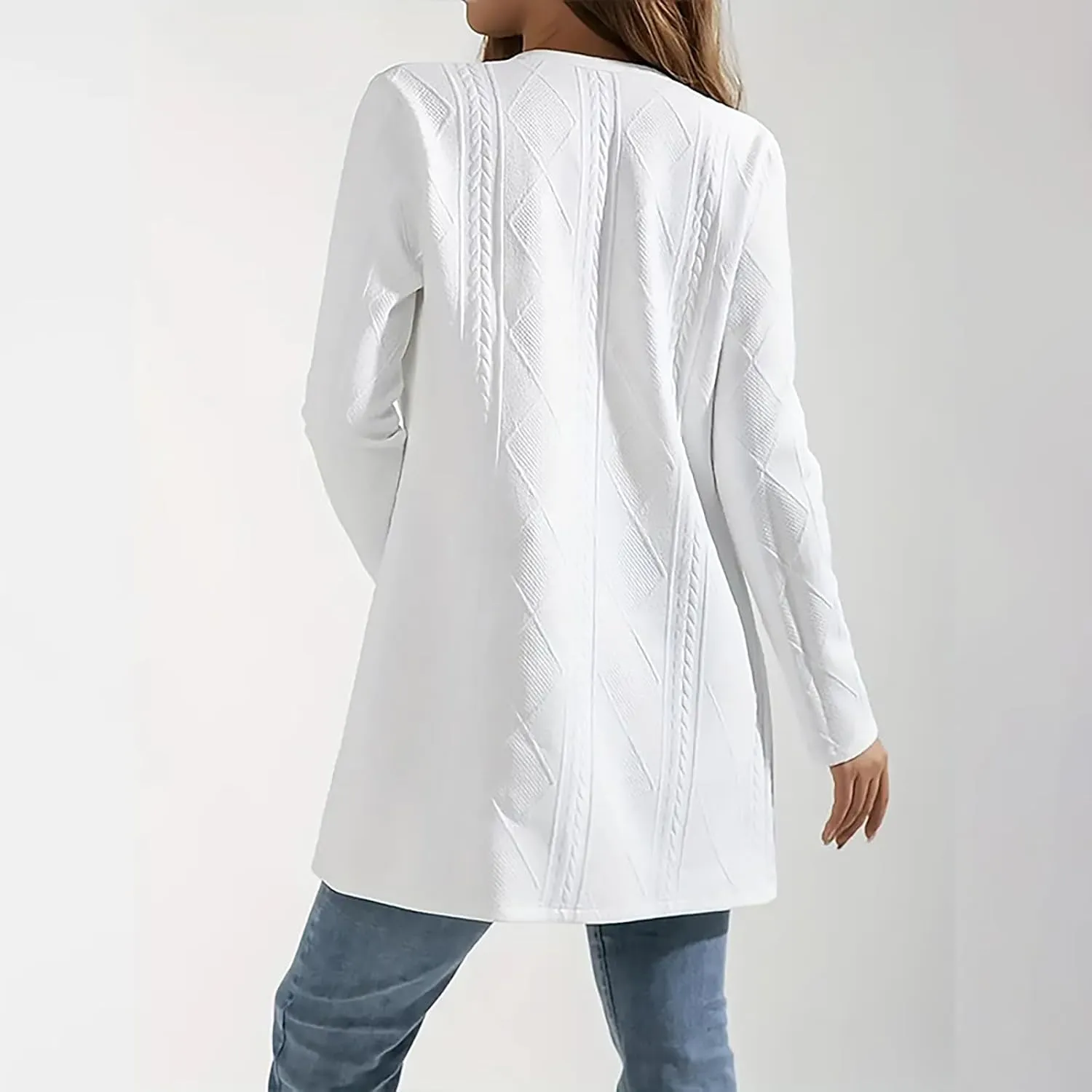 Womens Cable Knit Open Front Cardigan Sweaters Dressy Casual Long Sleeve Lightweight Long Coat Jacket Outwear