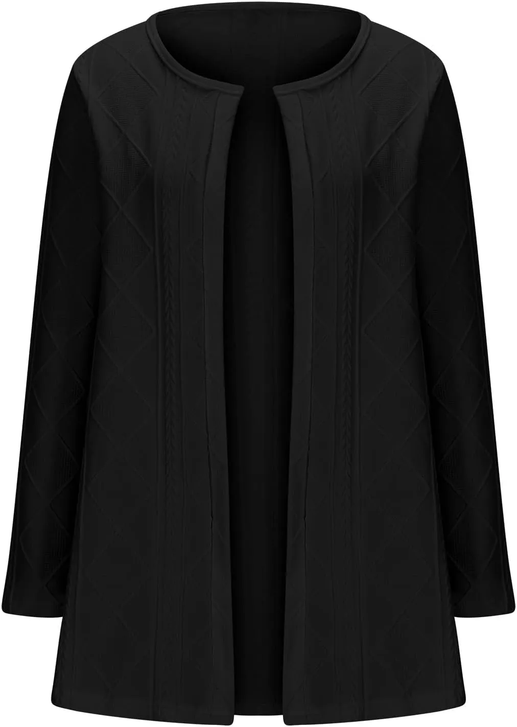 Womens Cable Knit Open Front Cardigan Sweaters Dressy Casual Long Sleeve Lightweight Long Coat Jacket Outwear