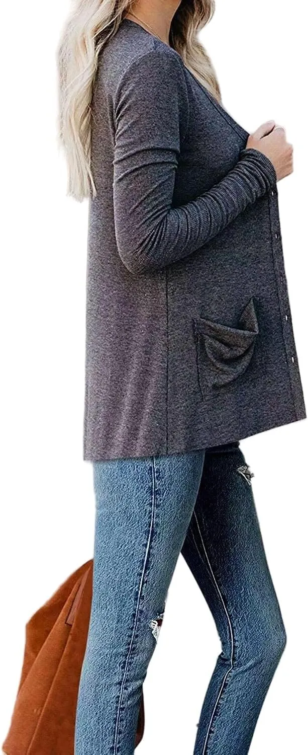 Womens Cardigan Lightweight Knit Open Front Cardigans Casual Long Sleeve Jackets Soild Color Jacket