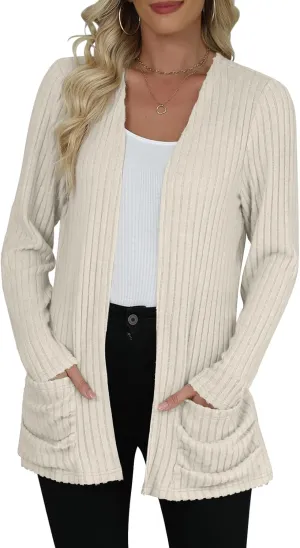 Women's Cardigan Lightweight Long Sleeve Open Front Cardigans with Pockets