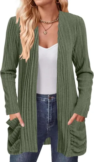 Women's Cardigan Lightweight Long Sleeve Open Front Cardigans with Pockets