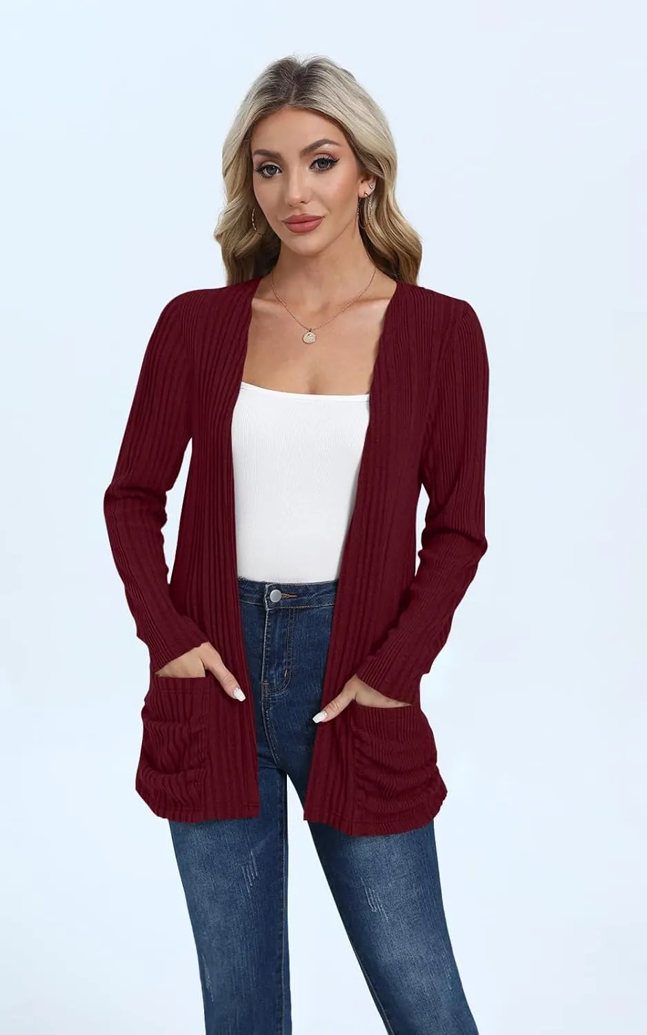 Women's Cardigan Lightweight Long Sleeve Open Front Cardigans with Pockets