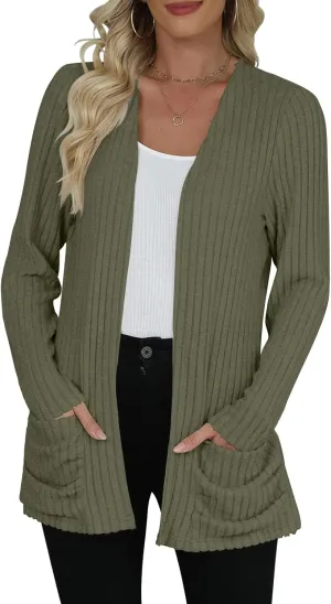 Women's Cardigan Lightweight Long Sleeve Open Front Cardigans with Pockets