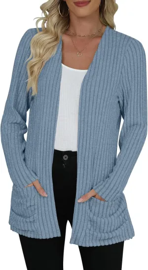 Women's Cardigan Lightweight Long Sleeve Open Front Cardigans with Pockets
