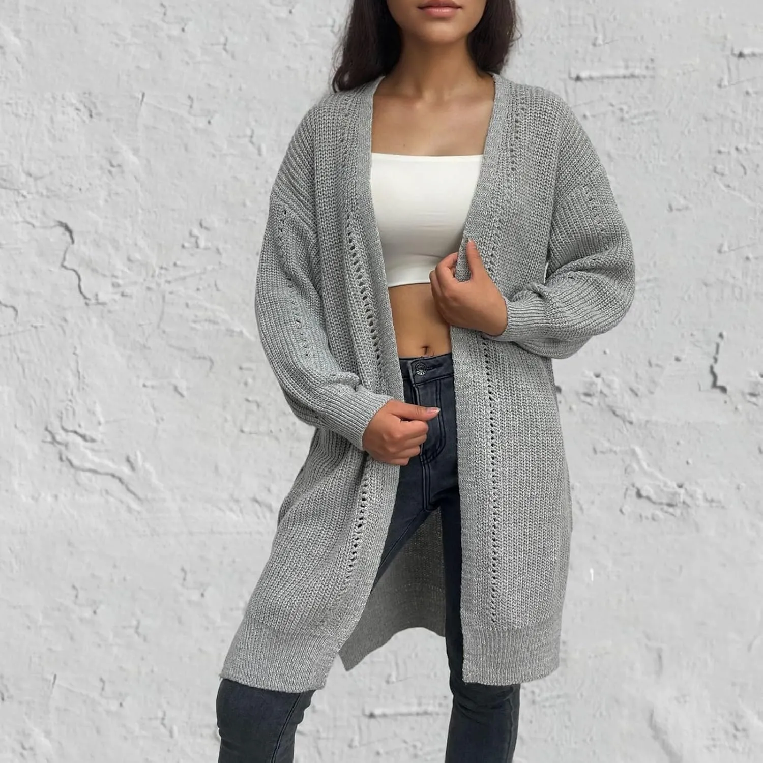 Women's Cardigan Sweater Long Sleeve Oversized Knit Cardigans Women's 2024 Fall Winter Lightweight Soft Outerwear