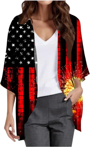 Women's Casual Fashion Print Lightweight and Comfortable Beach Vacation Chiffon Cardigan Classic Knit Cardigan