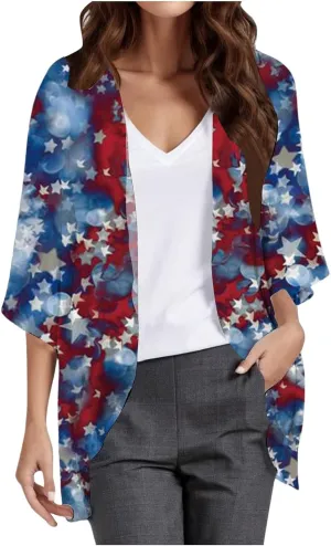 Women's Casual Fashion Print Lightweight and Comfortable Beach Vacation Chiffon Cardigan Classic Knit Cardigan