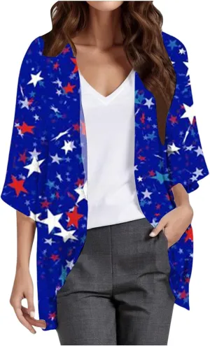 Women's Casual Fashion Print Lightweight and Comfortable Beach Vacation Chiffon Cardigan Classic Knit Cardigan