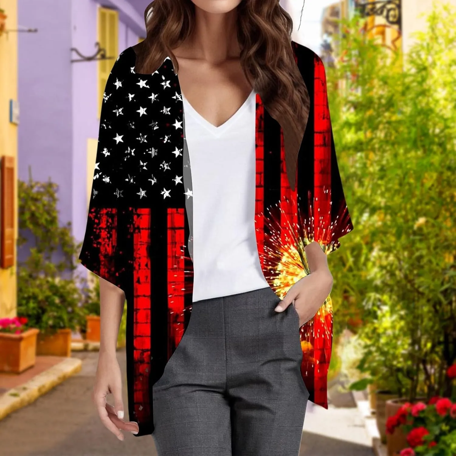 Women's Casual Fashion Print Lightweight and Comfortable Beach Vacation Chiffon Cardigan Classic Knit Cardigan