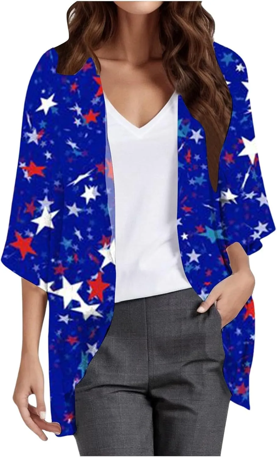 Women's Casual Fashion Print Lightweight and Comfortable Beach Vacation Chiffon Cardigan Classic Knit Cardigan