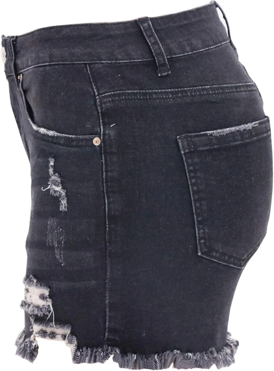 Womens Casual High Waisted Denim Shorts Frayed Raw Hem Ripped Jeans Shorts Cut Off Denim Hot Short Summer Jean Shorts