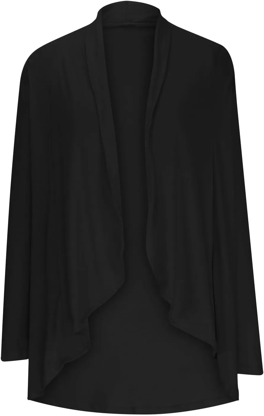 Womens Casual Lightweight Cardigan Sweater Loose Comfy Long Sleeve Open Front Draped Ruffles Cardigan Jacket Tops