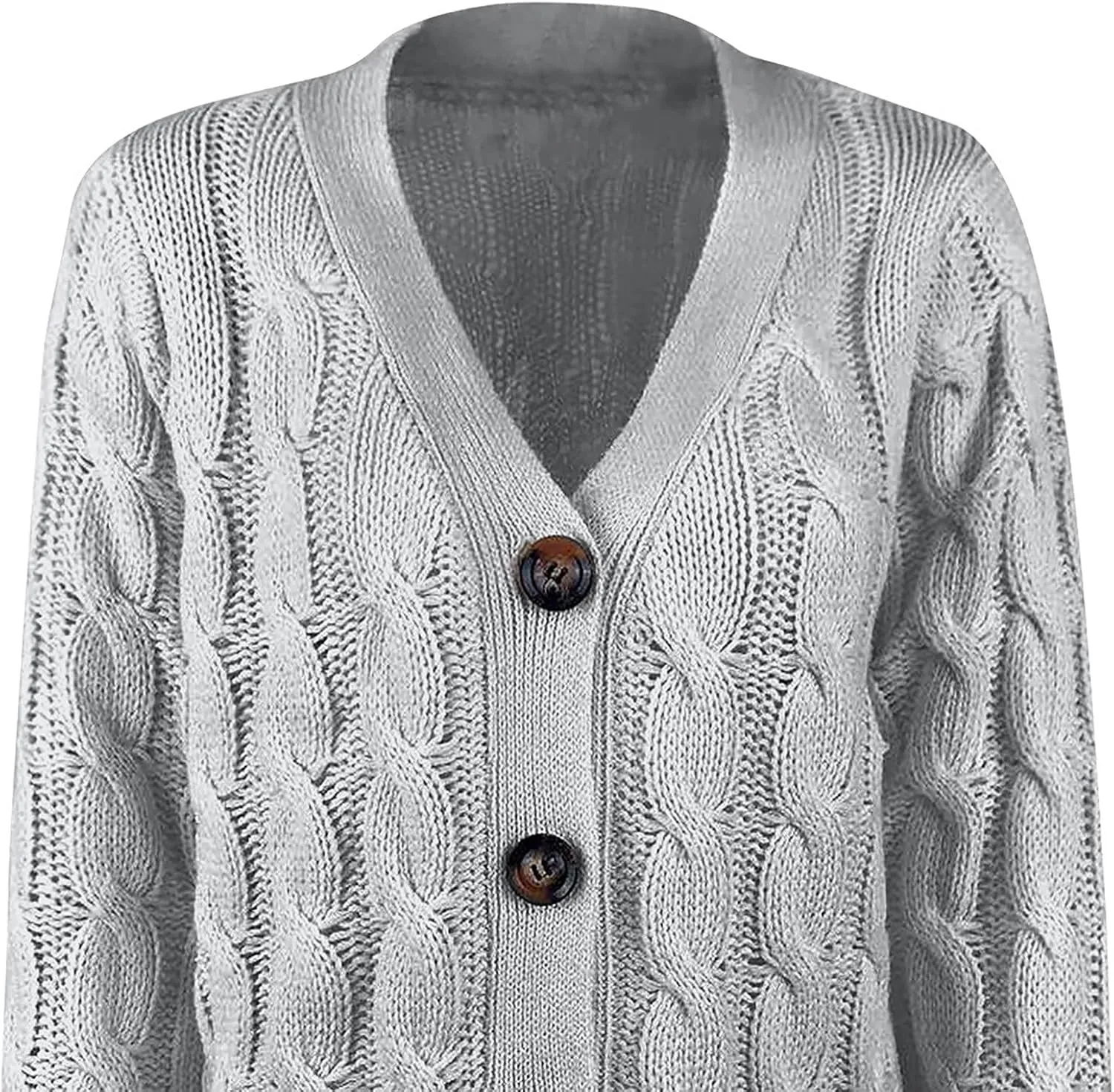 Womens Casual Long Sleeve Button Cardigan Open Front Cable Knit Sweater Outwear Loose Cardigans with Pockets