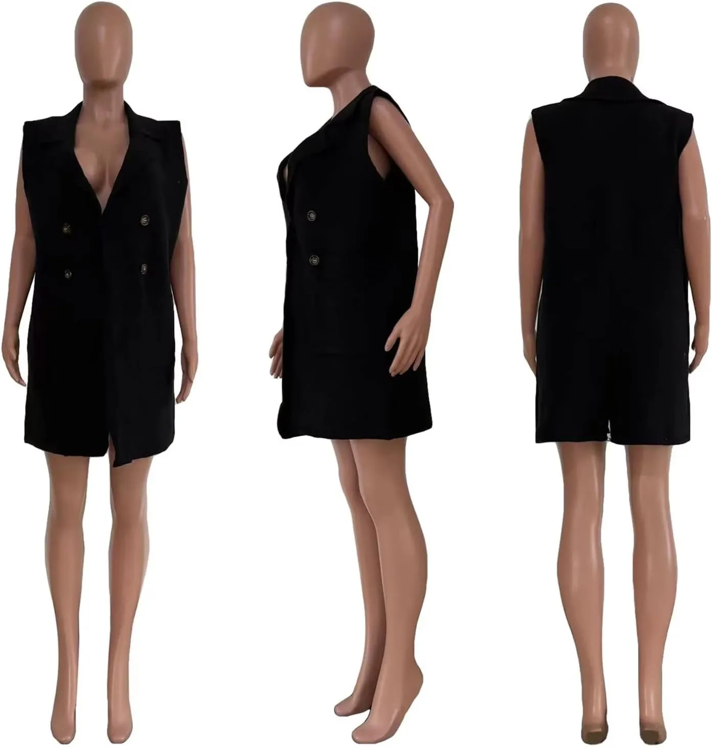 Women's Casual Sleeveless Long Sweater Vest Open Front Knit Cardigan Waistcoat with Pockets