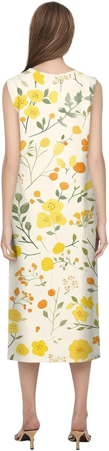 Womens Casual Summer Dresses Strapless Garden Party Floral Floral Dresses with Pockets Boho Going Out Summer Outfits