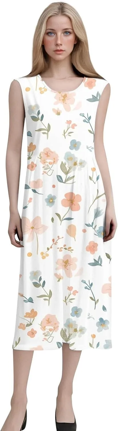 Womens Casual Summer Dresses Strapless Garden Party Floral Floral Dresses with Pockets Boho Going Out Summer Outfits
