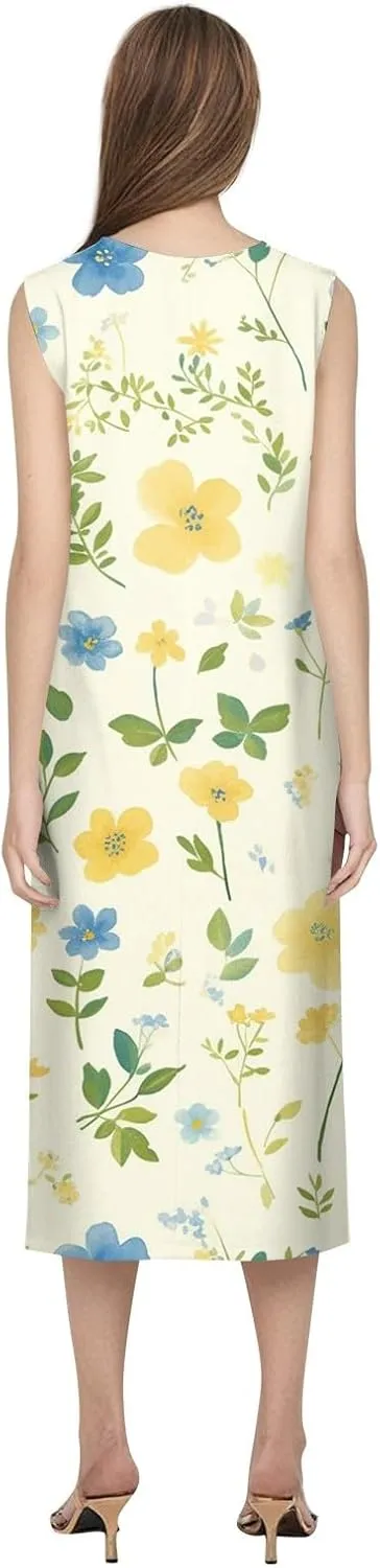 Womens Casual Summer Dresses Strapless Garden Party Floral Floral Dresses with Pockets Boho Going Out Summer Outfits