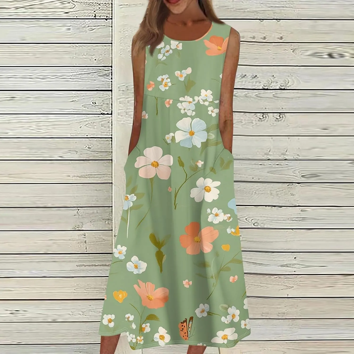 Womens Casual Summer Dresses Strapless Garden Party Floral Floral Dresses with Pockets Boho Going Out Summer Outfits