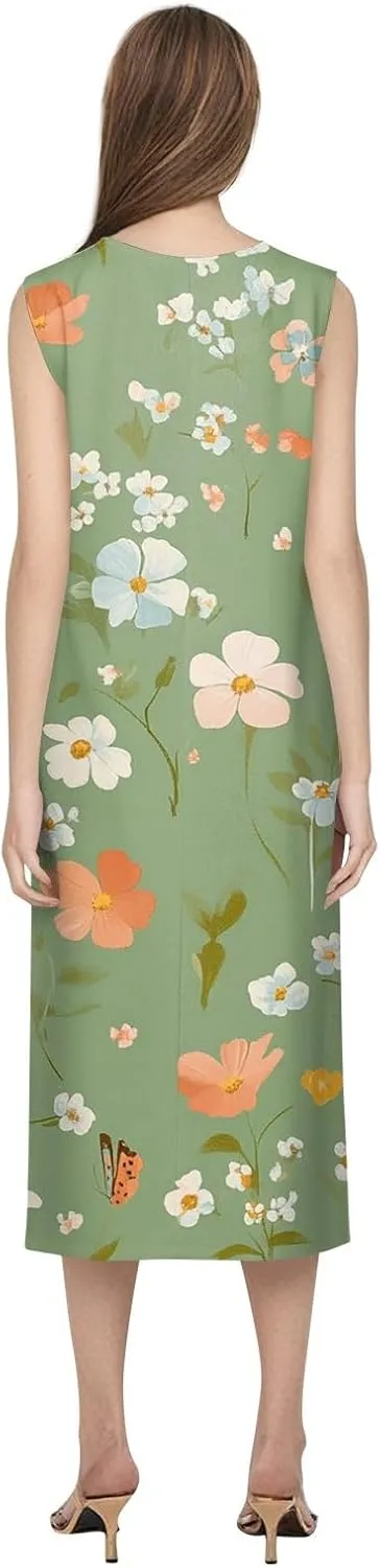 Womens Casual Summer Dresses Strapless Garden Party Floral Floral Dresses with Pockets Boho Going Out Summer Outfits