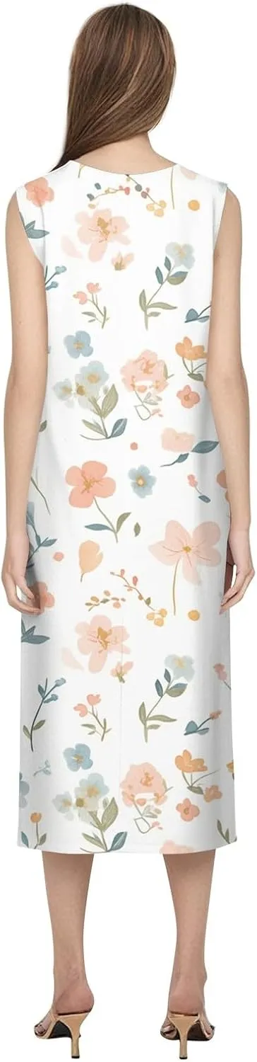 Womens Casual Summer Dresses Strapless Garden Party Floral Floral Dresses with Pockets Boho Going Out Summer Outfits