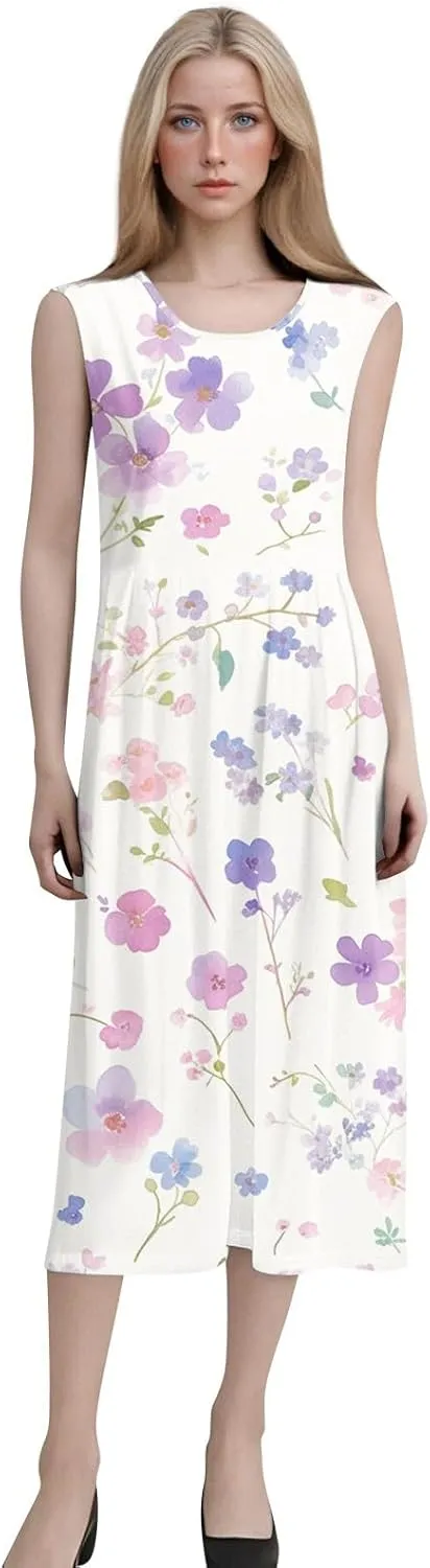 Womens Casual Summer Dresses Strapless Garden Party Floral Floral Dresses with Pockets Boho Going Out Summer Outfits