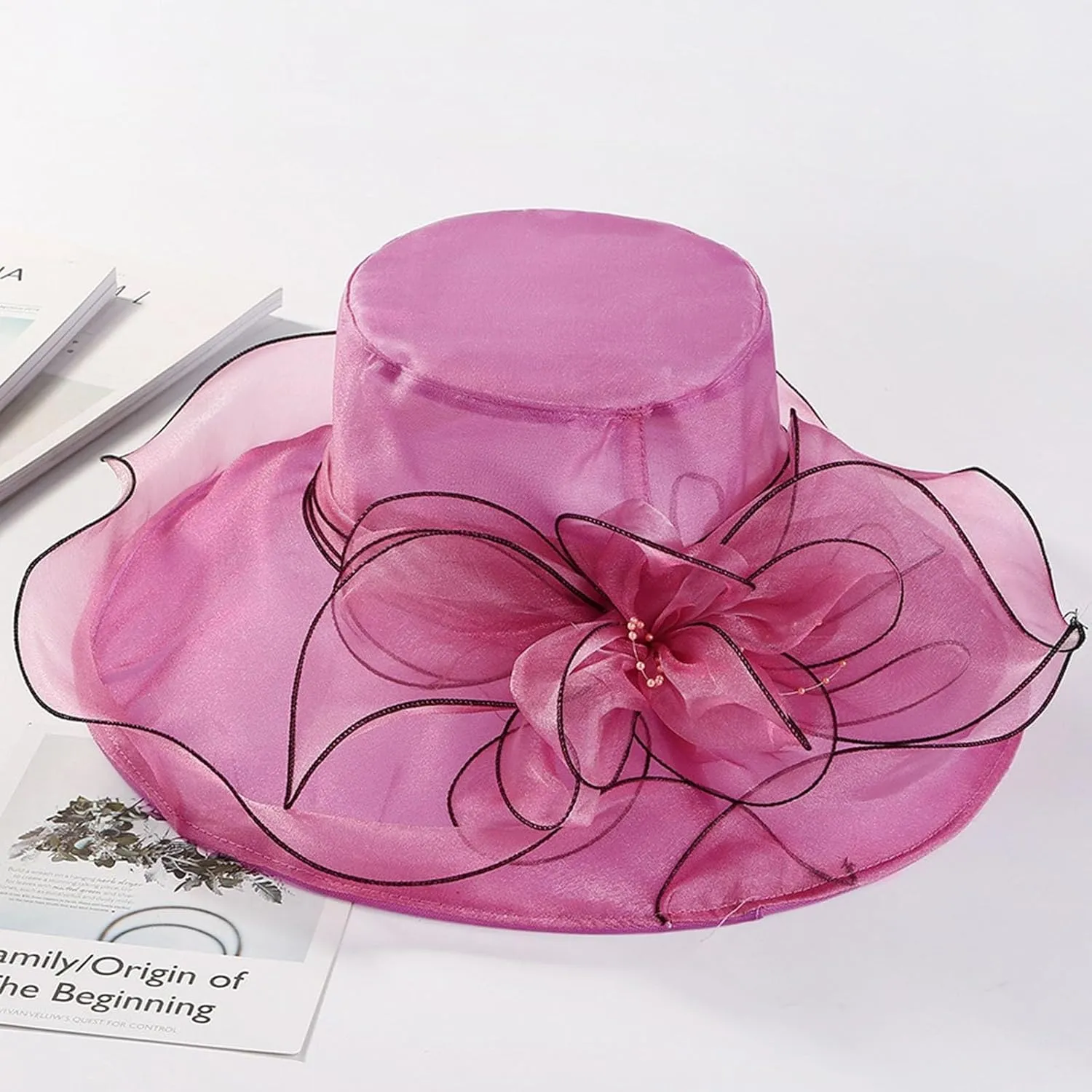 Womens Church Kentuck𝚢-Derby Hat Wide Brim Tea Party Wedding Cap Fascinators Dress Party Wedding Holiday
