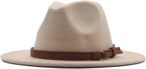Womens Classic Wide Floppy Panama Hat Belt Buckle Wool Fedora Hat Wide Brim Packable Beach Sun Hat Wide Brim Hats
