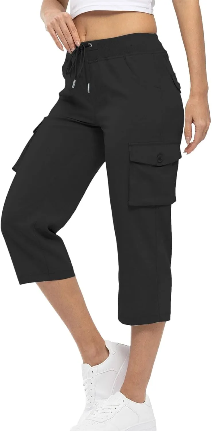 Women's Cotton Linen Summer Floral Pant Trousers High Waist Stretchy Plus Size Pants Beach