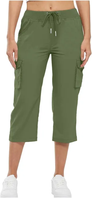 Women's Cotton Linen Summer Floral Pant Trousers High Waist Stretchy Plus Size Pants Beach