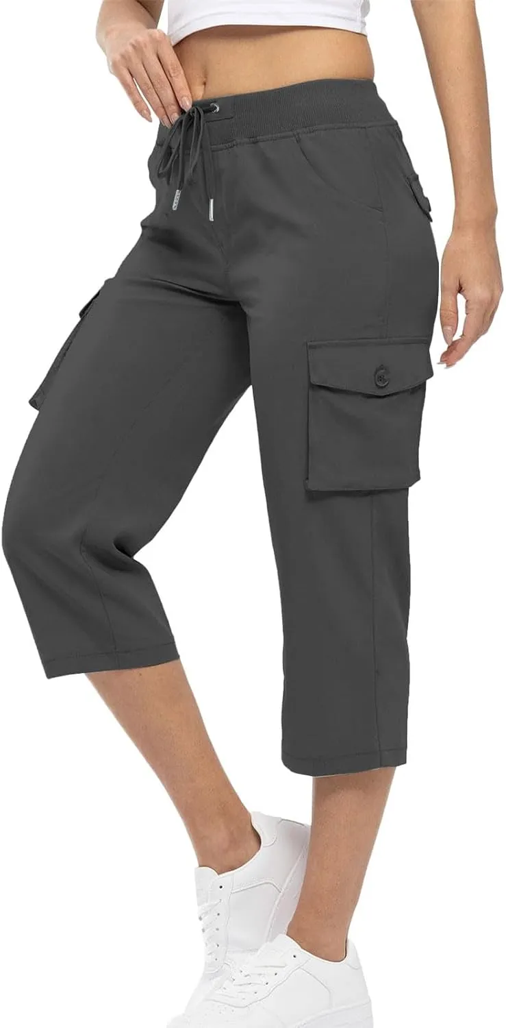 Women's Cotton Linen Summer Floral Pant Trousers High Waist Stretchy Plus Size Pants Beach