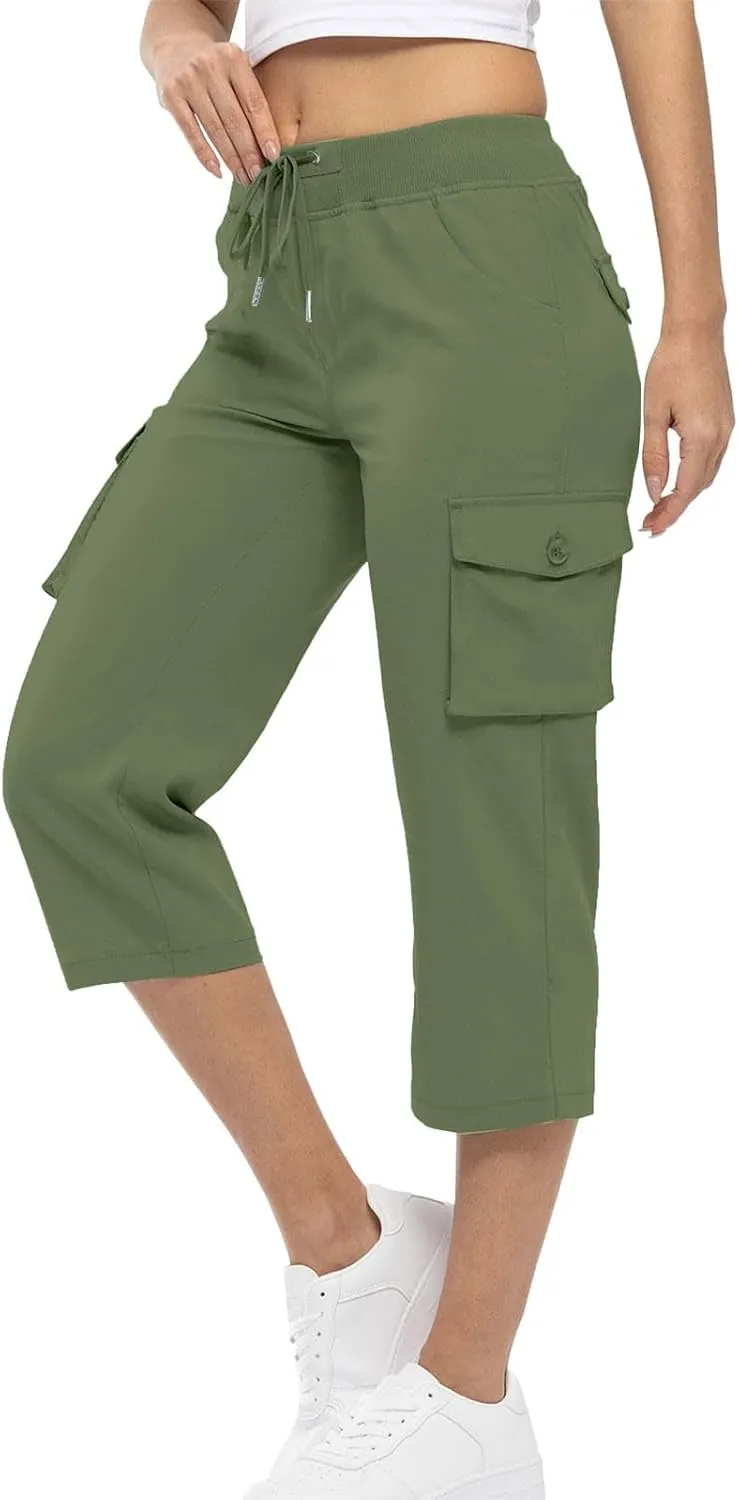 Women's Cotton Linen Summer Floral Pant Trousers High Waist Stretchy Plus Size Pants Beach