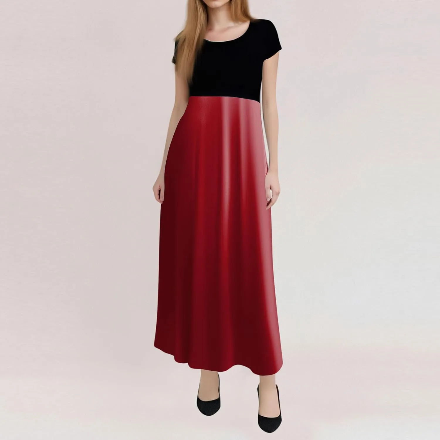 Women's Crew Neck Boho Maxi Dress Casual Elegant Short Sleeve Dress Floral Printed 2025 Spring Summer Dresses
