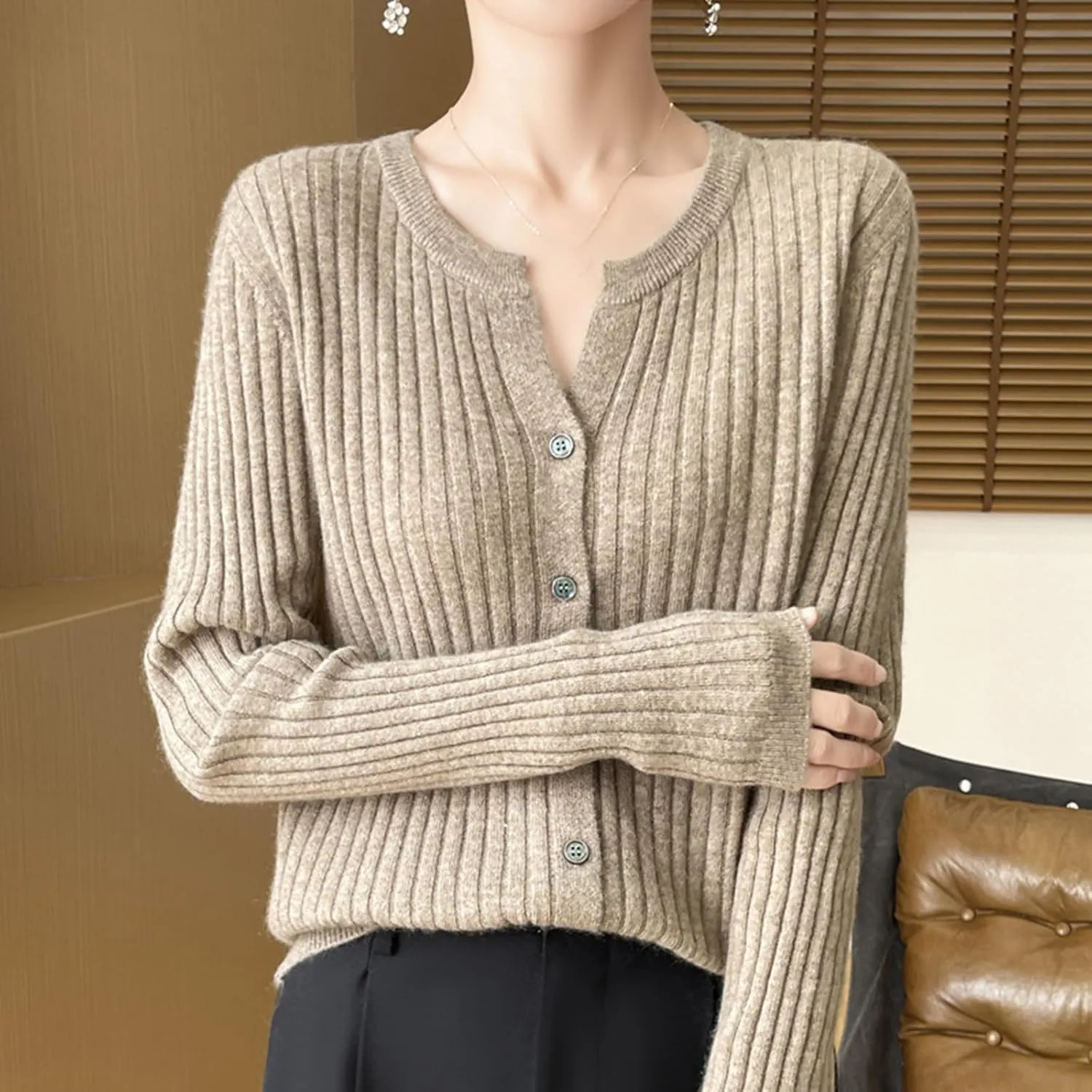 Women's Cropped Cardigan Button Sweaters Fall Trendy Knit Dressy Fashion Outfits Slim Cute Long Sleeves Shirts Tops