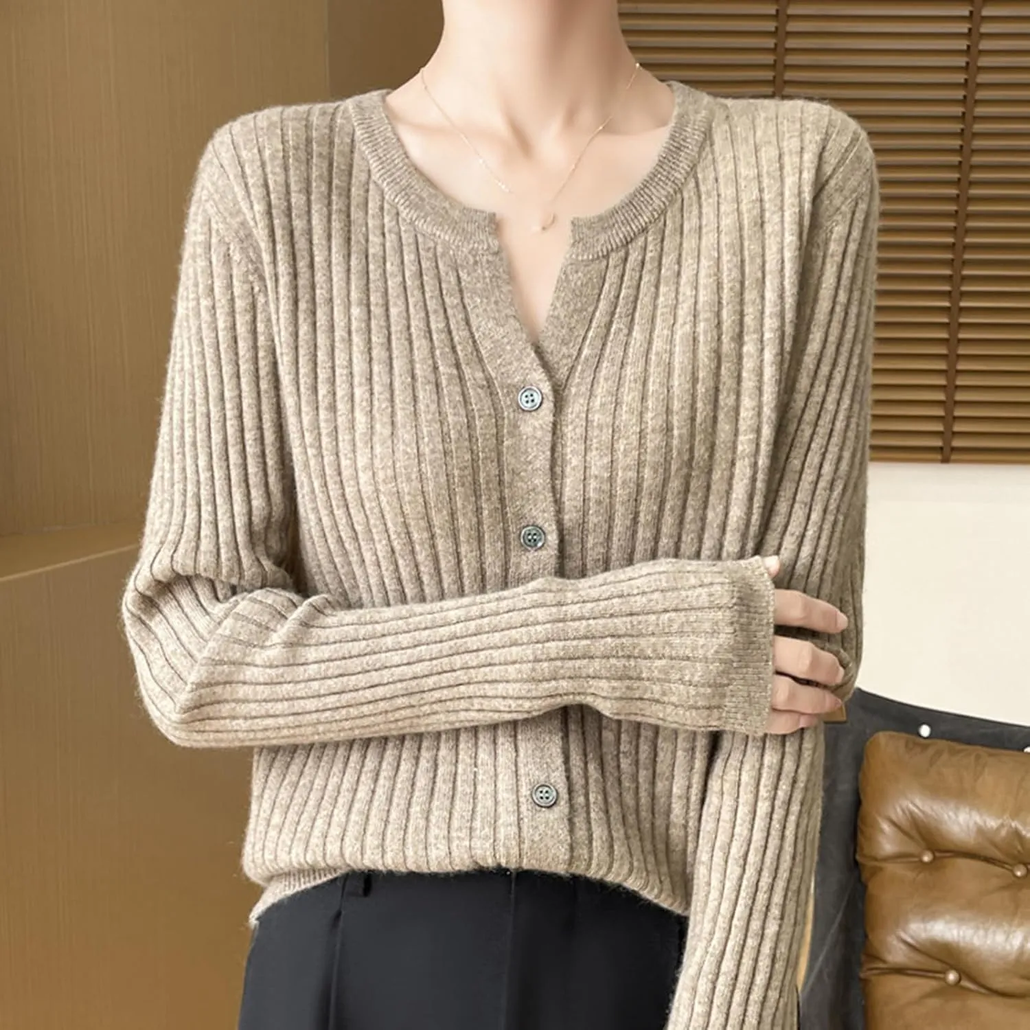 Women's Cropped Cardigan Button Sweaters Fall Trendy Knit Dressy Fashion Outfits Slim Cute Long Sleeves Shirts Tops