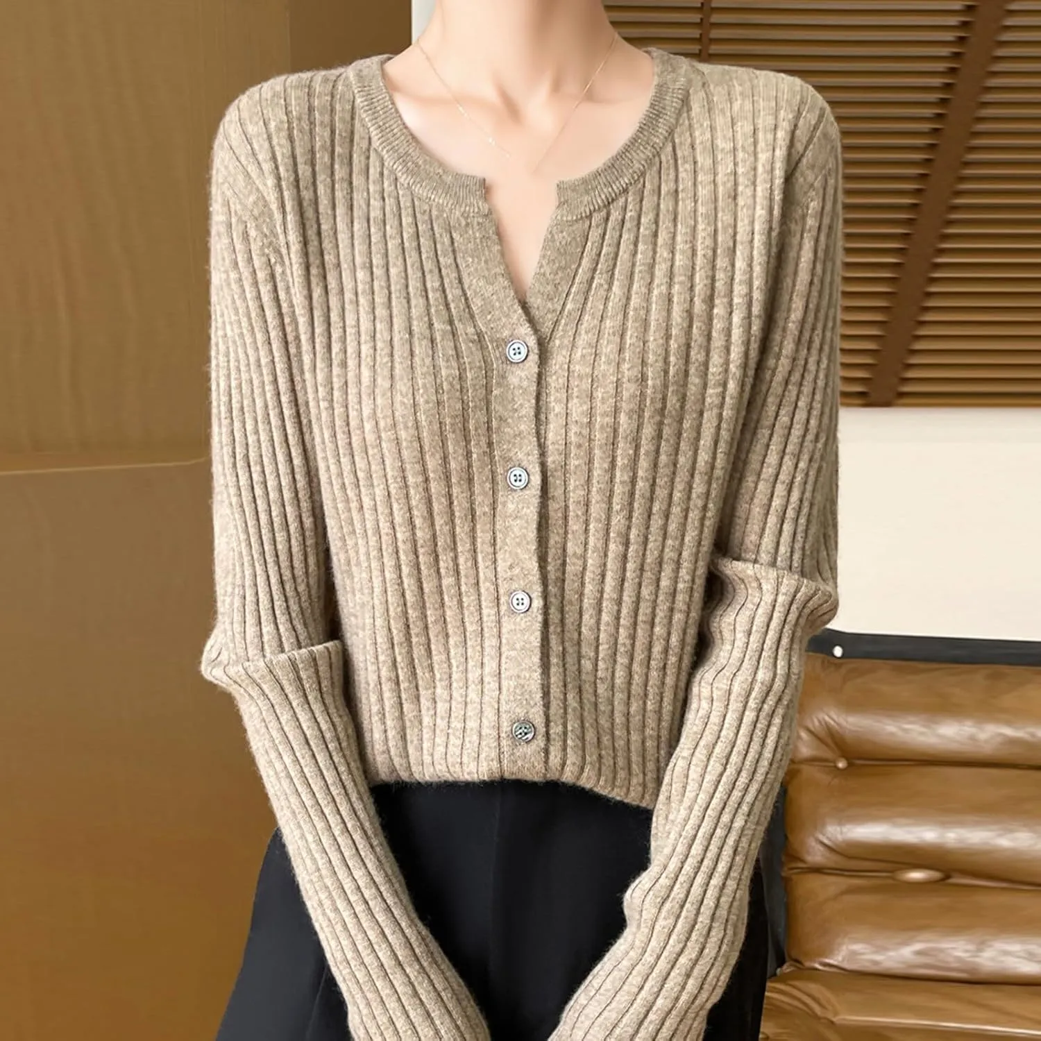 Women's Cropped Cardigan Button Sweaters Fall Trendy Knit Dressy Fashion Outfits Slim Cute Long Sleeves Shirts Tops