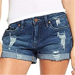 Women's Denim Shorts High Waisted Stretchy Jean Shorts Distressed Summer Jeans Cut Off Baggy Jean Shorts