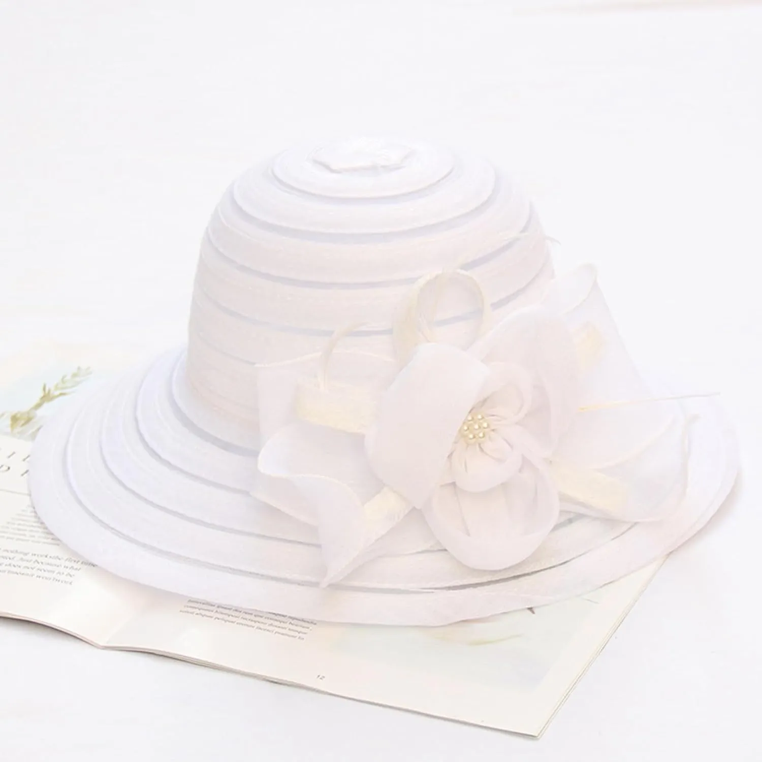 Women's Fashion Wide Brim Sun Hat with Lace Flower Detail Foldable Beach Cap Summer Outdoor Hat Circa Hats Hat Woman