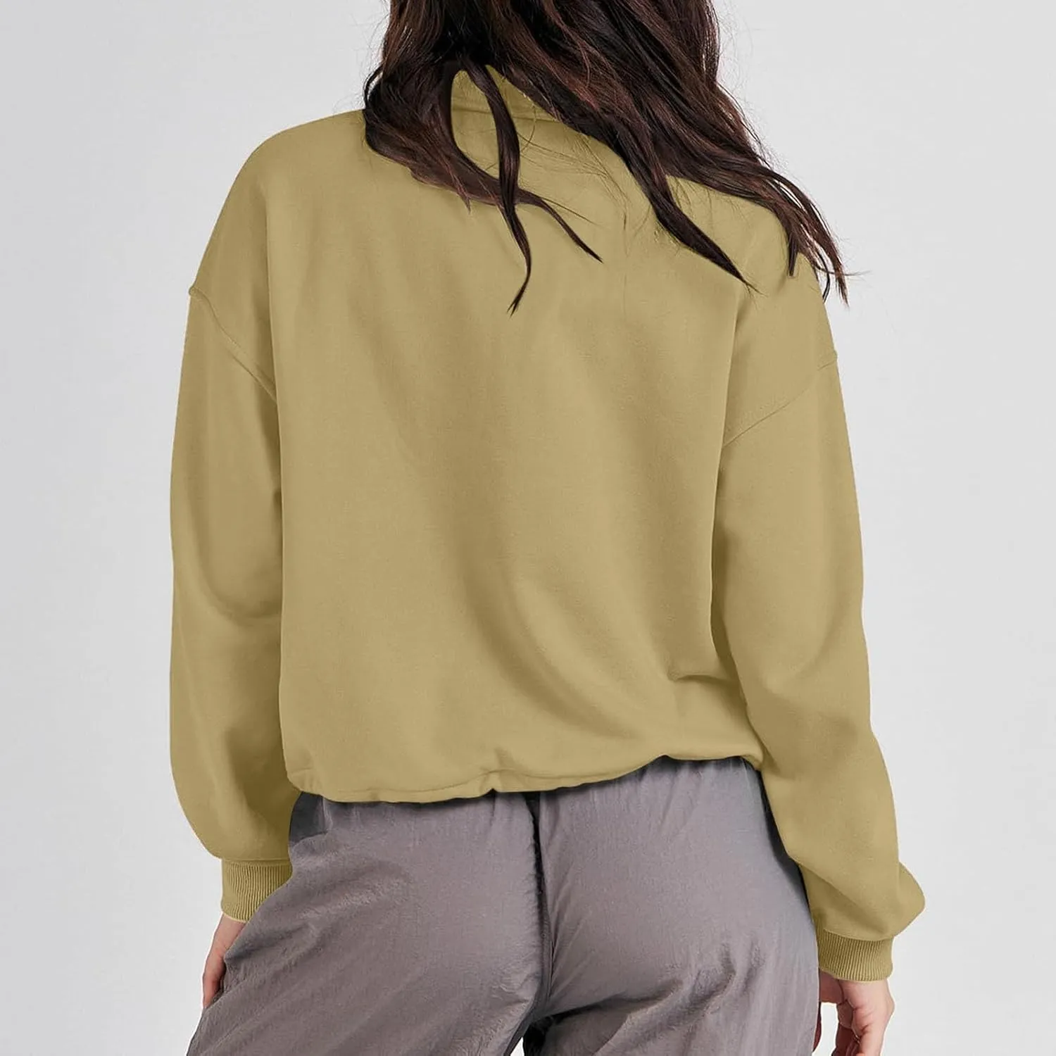 Women's Fleece Sweatshirt Zipper Stand Collar Workout Fuzzy Crop Shaggy Shacket Jacket Sherpa Thicken Warm Winter Coat