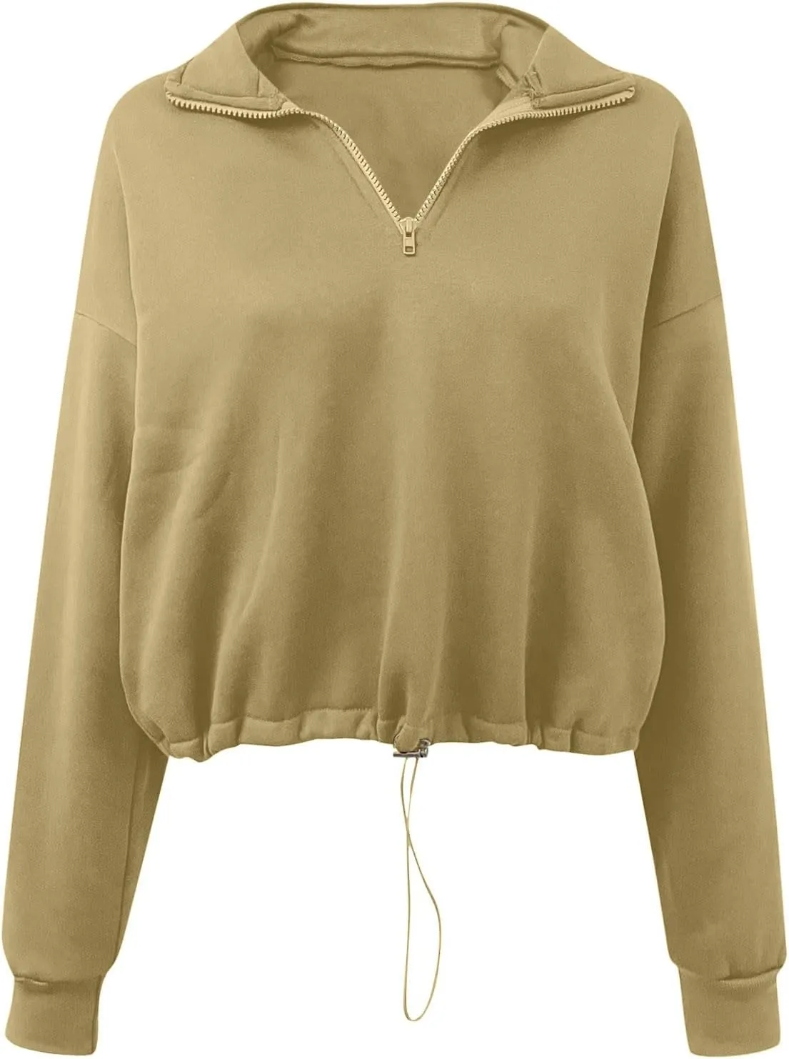 Women's Fleece Sweatshirt Zipper Stand Collar Workout Fuzzy Crop Shaggy Shacket Jacket Sherpa Thicken Warm Winter Coat