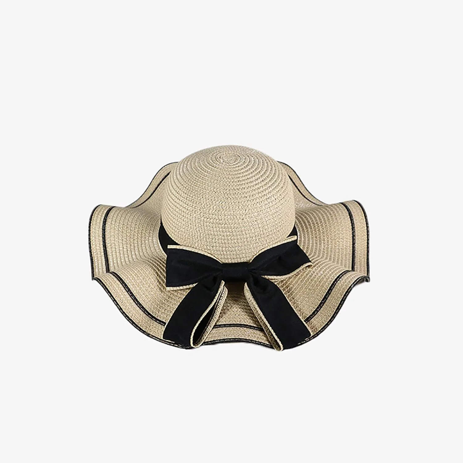 Women's Floppy Sun Straw Hat Folable Wide Brim UV Sun Protection Beach Hat Summer Bow-Knot Hat Travel Accessories