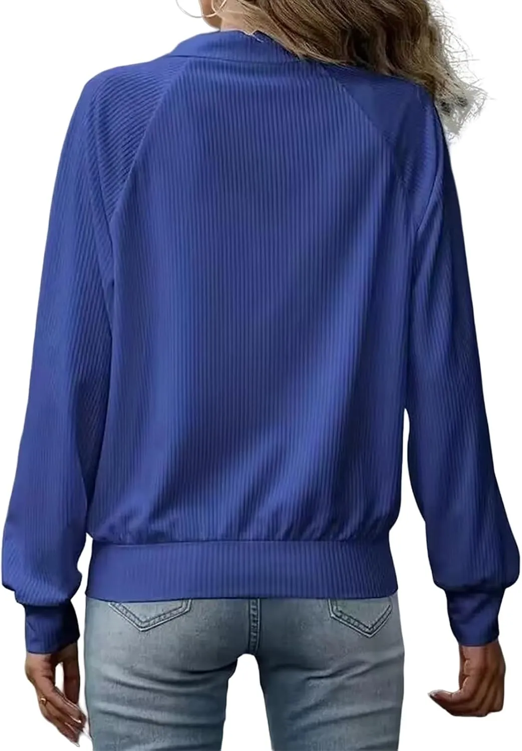 Womens Full Zip Up Jacket Casual Loose Knit Long Sleeve Sweatshirt Jackets Winter Lightweight Lapel Coat Outwear